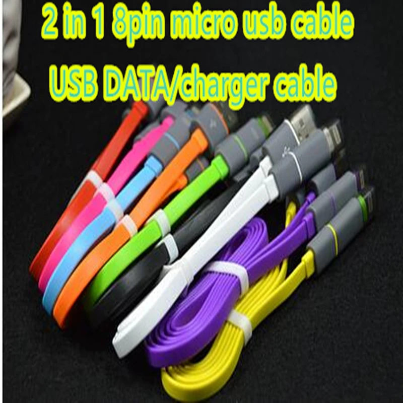 2 в 1 синхронизация данных Кабель зарядного устройства 100 СМ Красочные Прочный Для