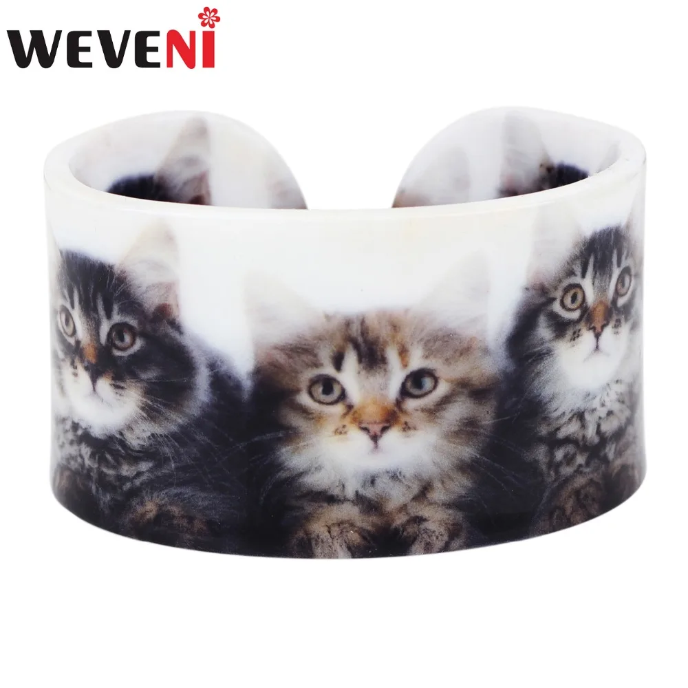 WEVENI милые пластиковые браслеты с котенком модные индийские ручной работы для