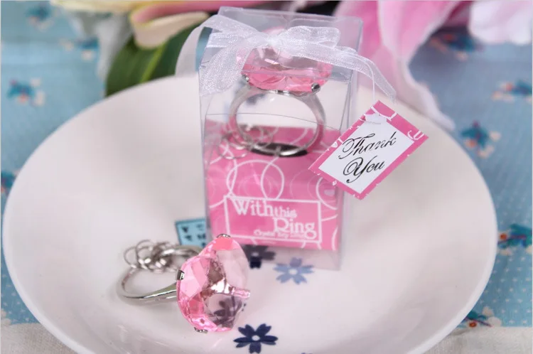 Free Shipping 500pcs/lot Ring Diamond Keychain Wedding Favors and gifts | Дом и сад