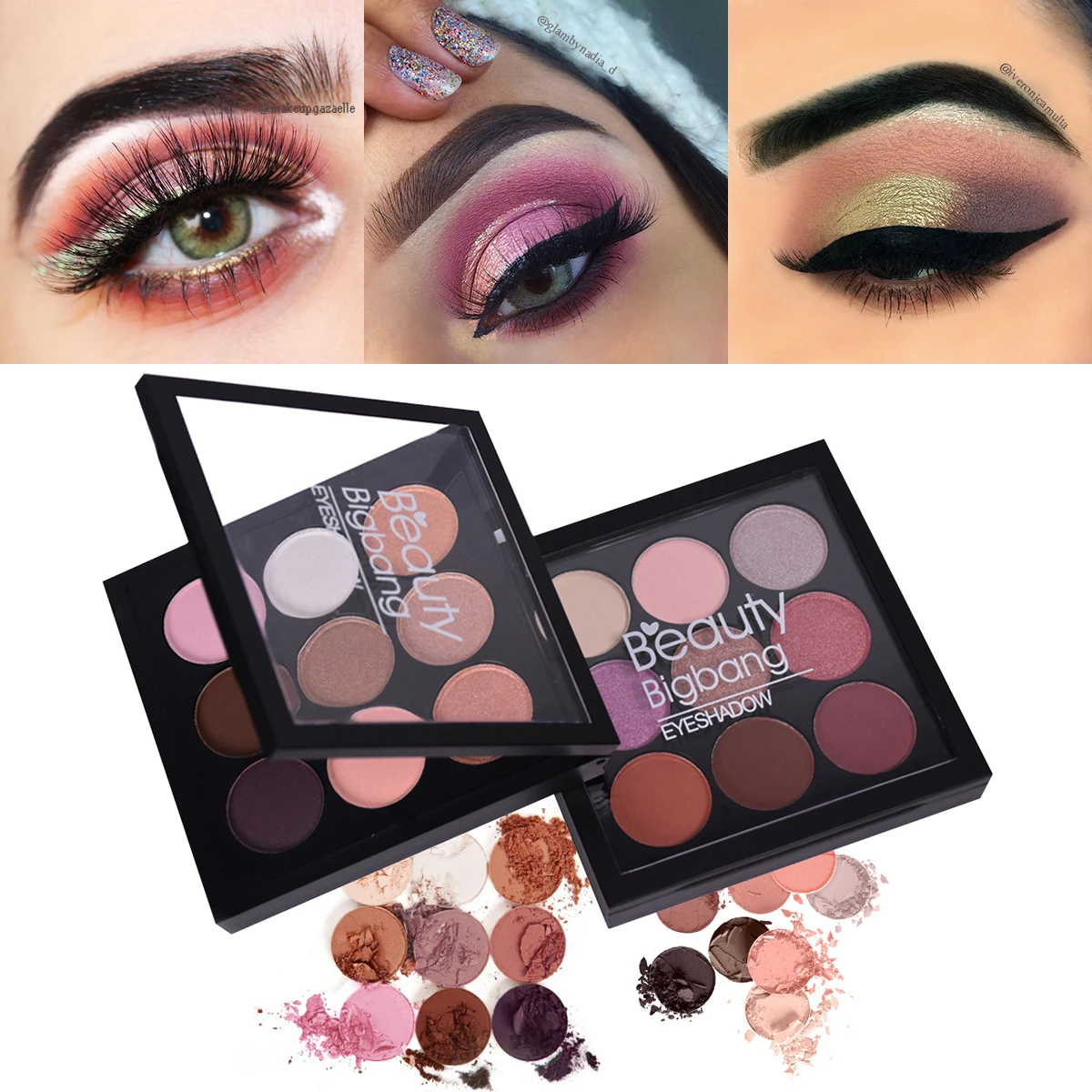 BEAUTYBIGBANG 9 цветов Мерцающая Палетка матовых теней розовая палитра теней для век макияж тени для смоки айс Палитра Paleta De Sombra