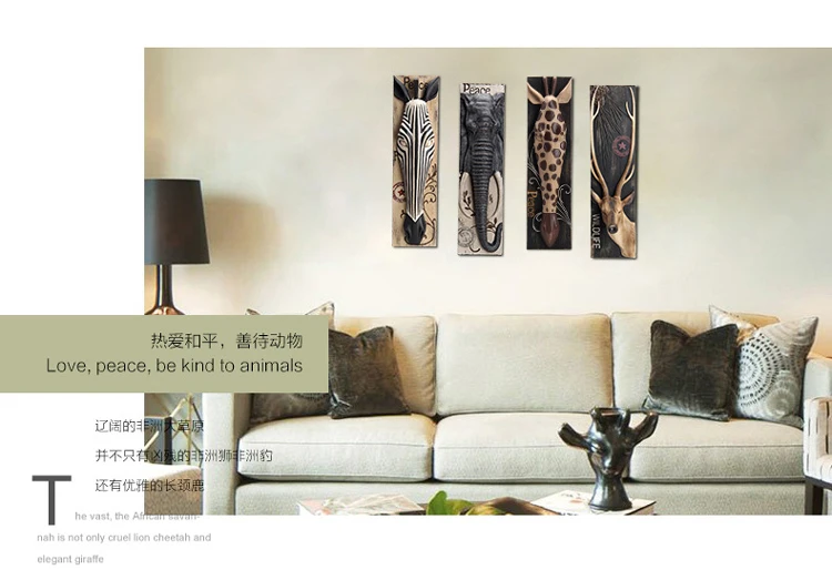 Европейский стиль голова животного висящий кулон бар стена декоративная роспись