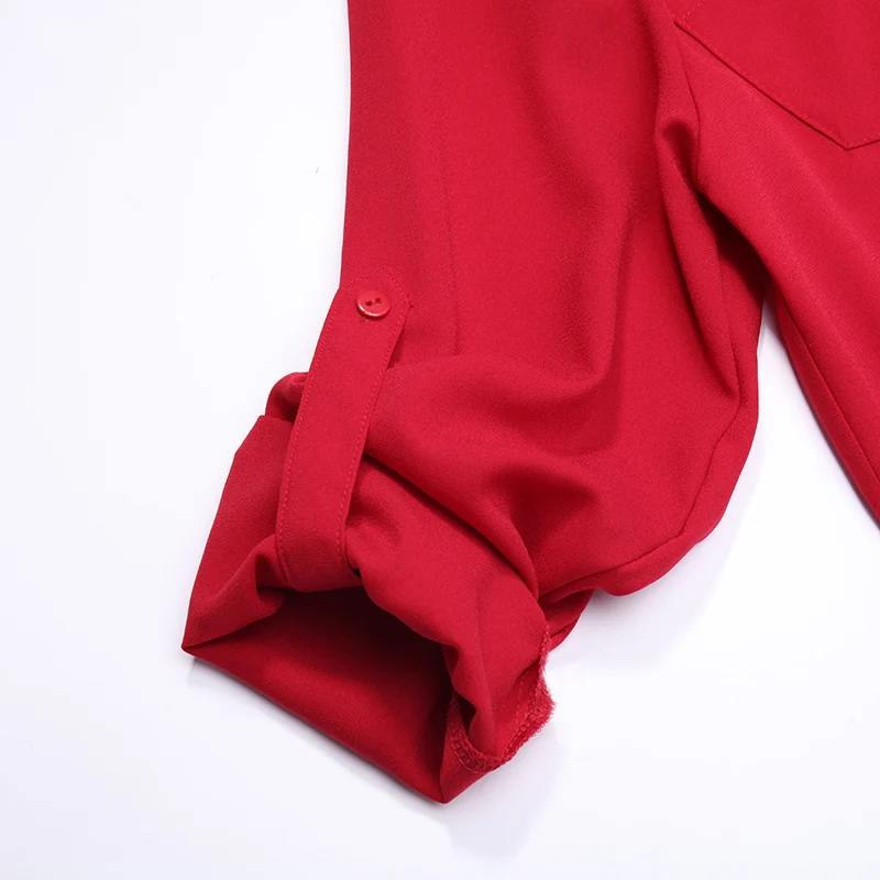 Женское платье рубашка на пуговицах повседневное красное шифоновое лето