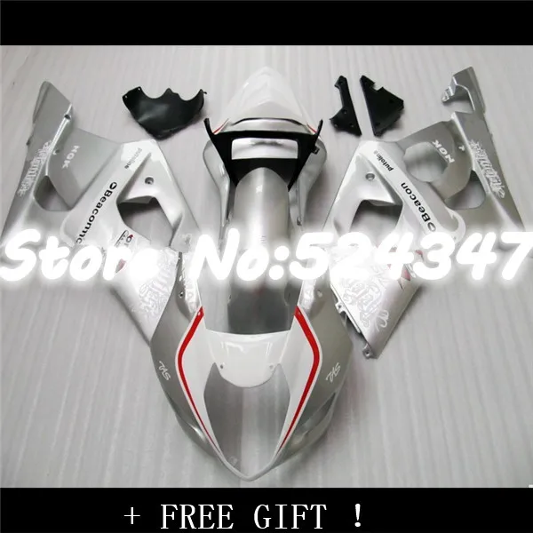

Инъекция серебра + белый для GSXR1000 03-04 K3 GSXR 1000 GSX R1000 R GSXR 1000 03 04 2003 2004 Обтекатель