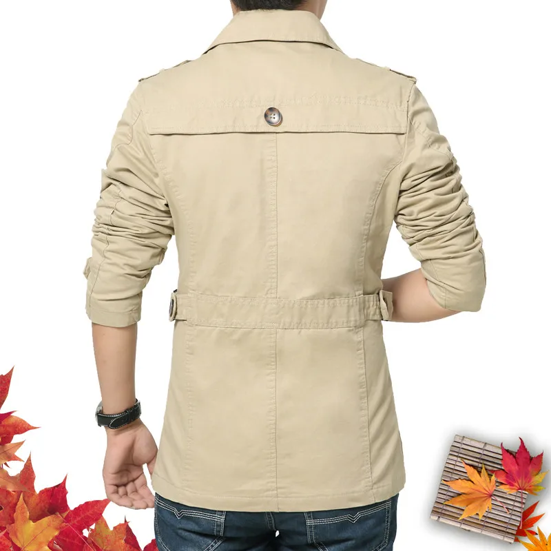 

Fashion men's windbreaker jacket Spring Autumn cotton Business Casual Trench coat mens Solid color jacket Male slim outerwear