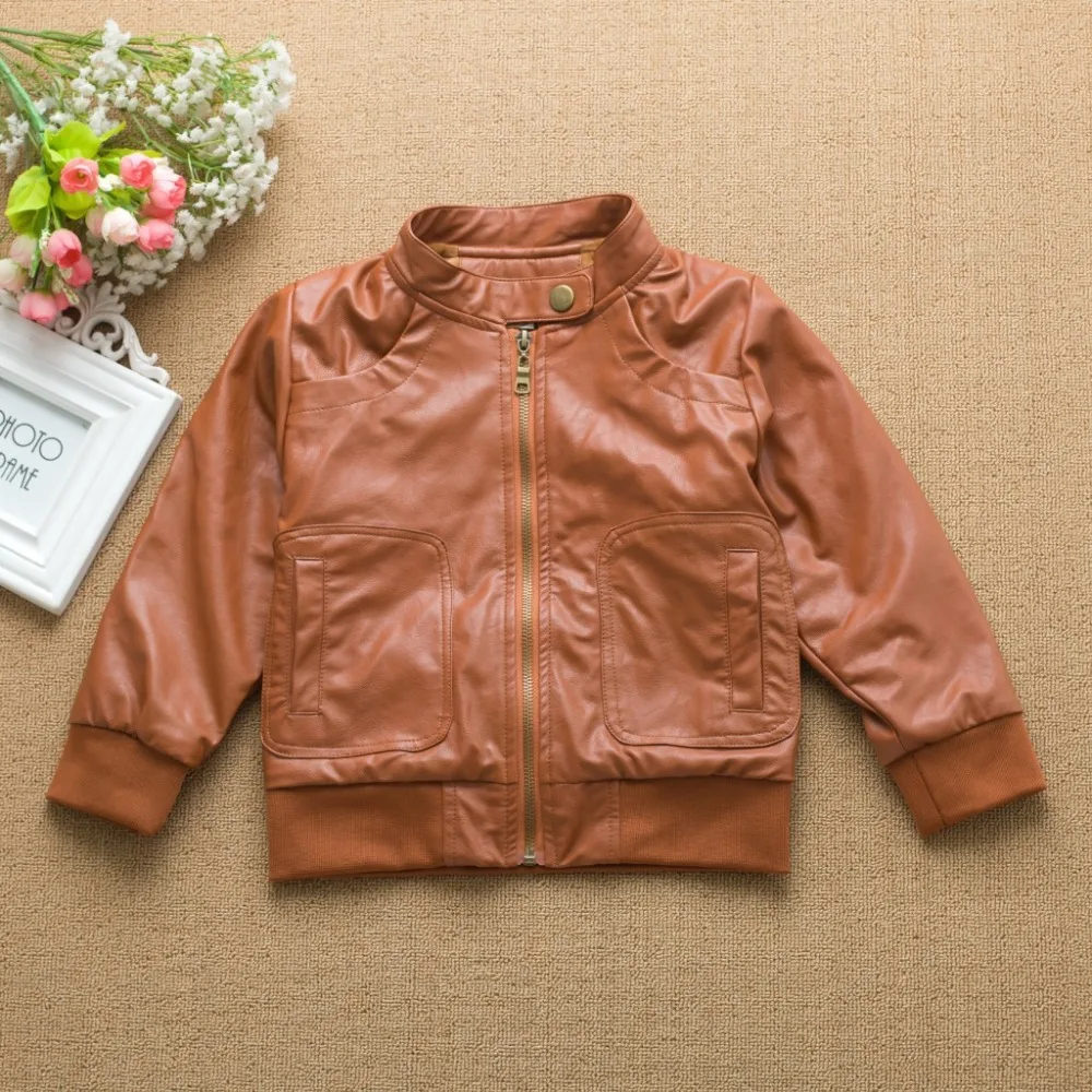 Новинка куртка для маленьких мальчиков кожаная флисовая сезон осень зима пальто