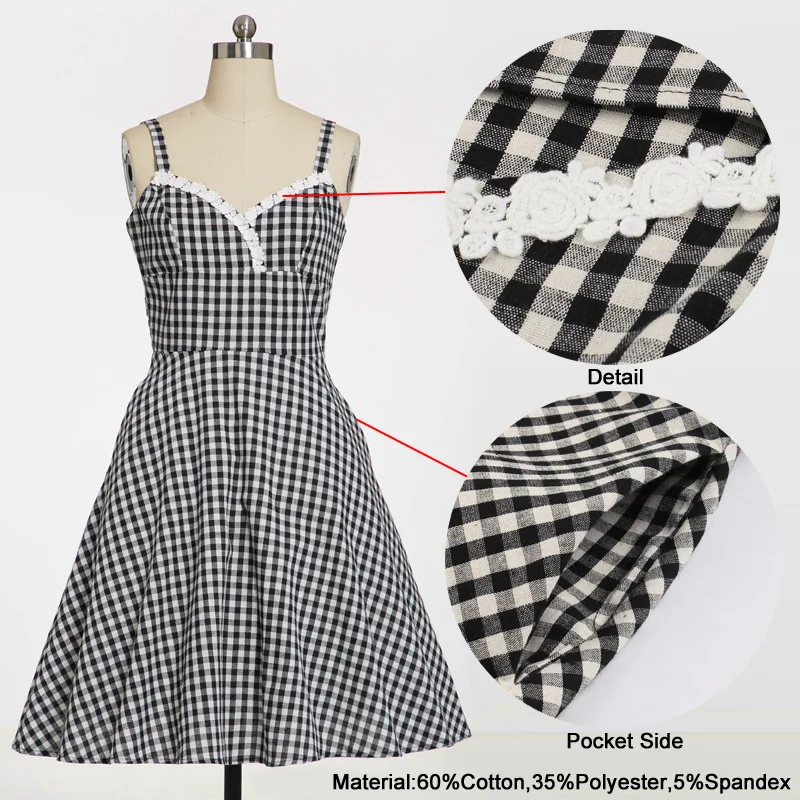 Женское платье с v-образным вырезом Tonval винтажное клетчатое карманами на тонких