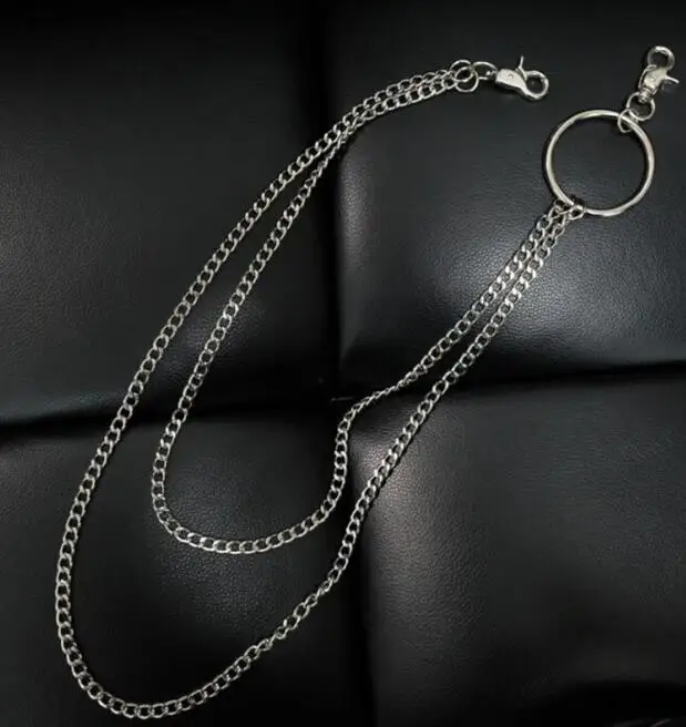 silver double Новые уличные длинные большие кольца цепи Рок Панк Брюки-хипстер Жан брелок кольцо клип брелок хип-хоп бусины аксессуары - Цвет: silver double