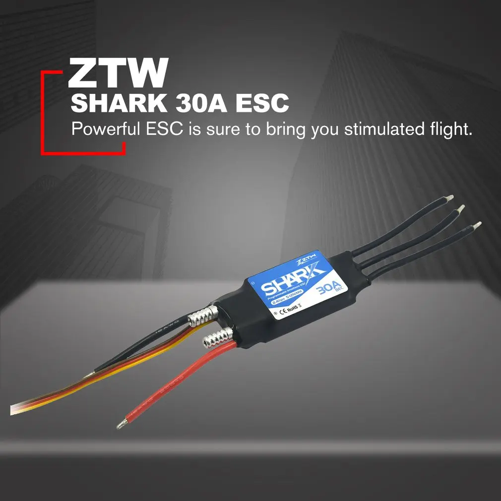 ZTW Акула серии 30A 60A 70A 80A бесщеточный скоростной контроллер esc 2 4 S Lipo 5 12NiMH для RC