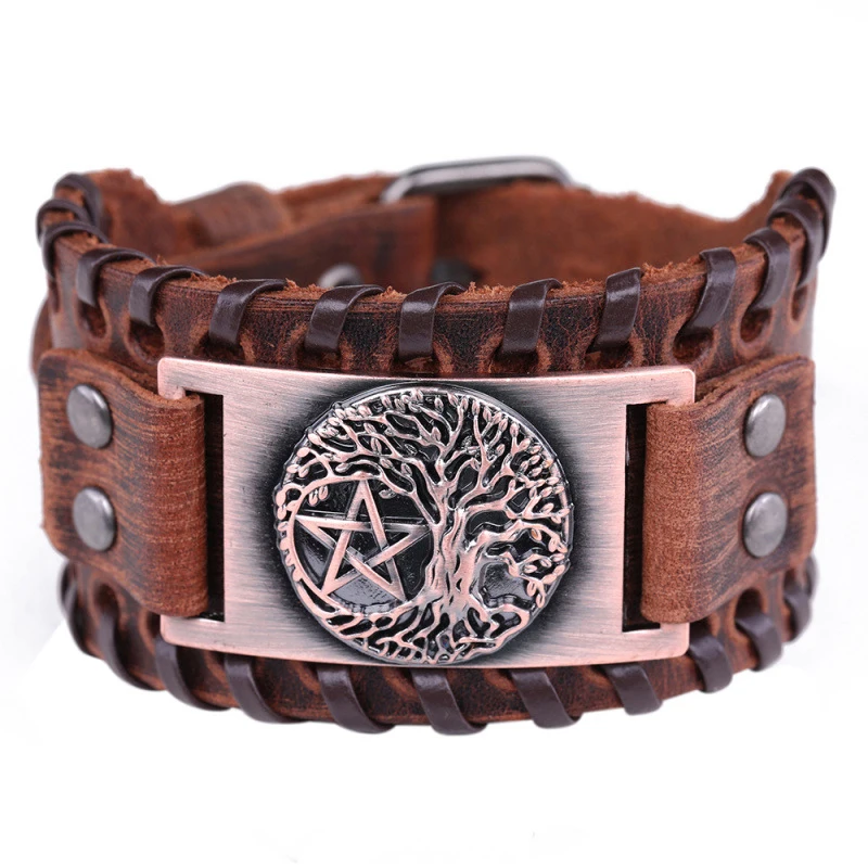 Подвеска в виде пентаграммы Браслет Древо жизни амулет Винтажный Мужской