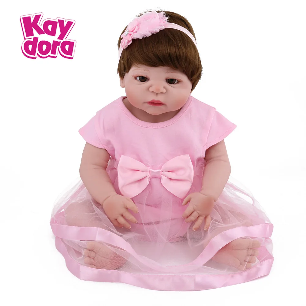 Kaydora 22 дюйма полностью силиконовая кукла реборн игрушки для девочек с милым