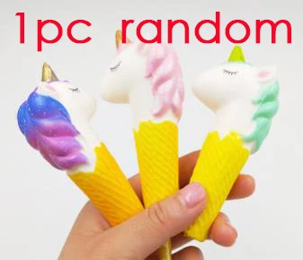Unicorn Каваи мягкий Единорог мороженое кошка панда ручка колпачок канцелярские карандаши держатель топперы медленно поднимающиеся сжимаются детский день подарок игрушка - Цвет: Unicorn