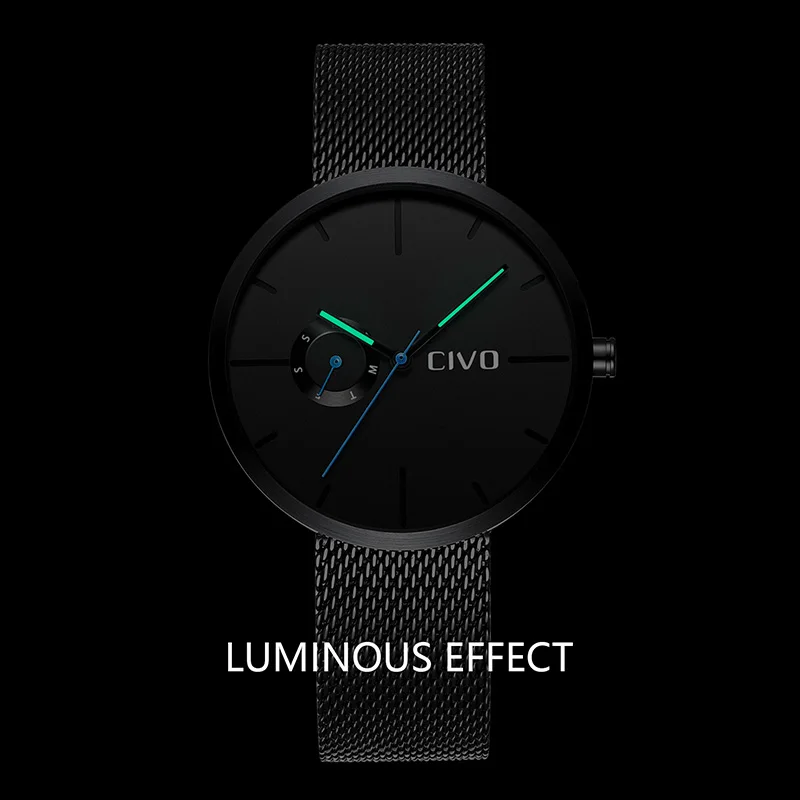 CIVO 2018 новые мужские часы Лидирующий бренд светящиеся руки кварцевые наручные