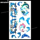 SHNAPIGN детская Временная тату-наклейка с голубым дельфином 10*17 см