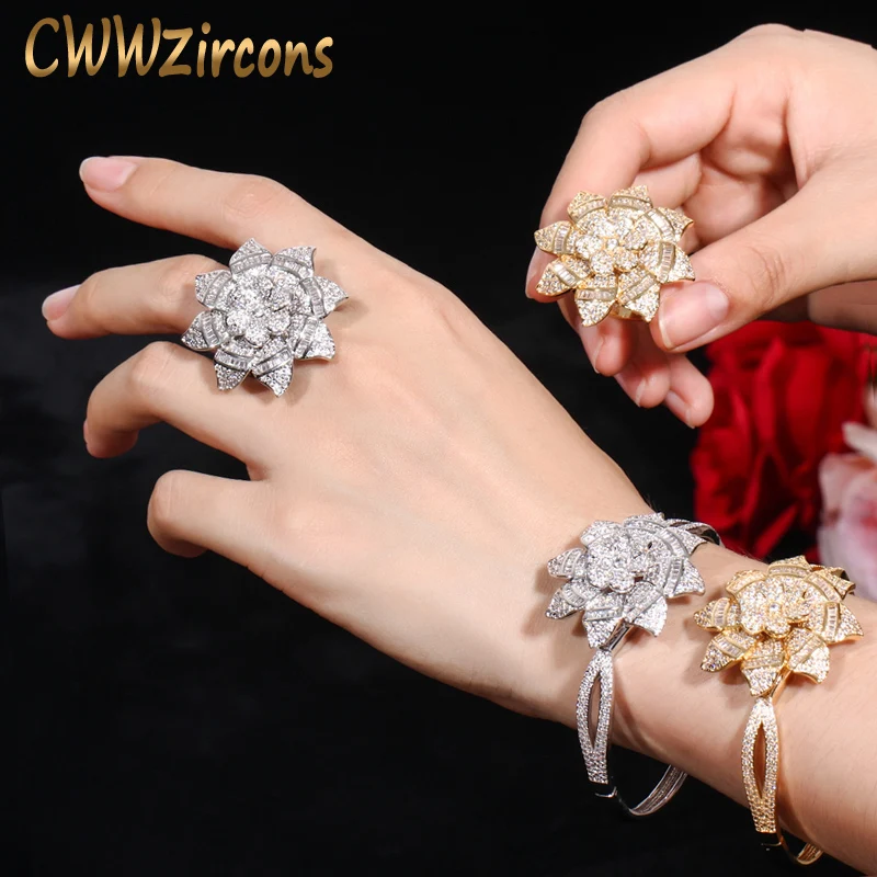 Cwwzircon Блестящий Подсолнух желтый золотой серебряный цвет роскошный Дубай