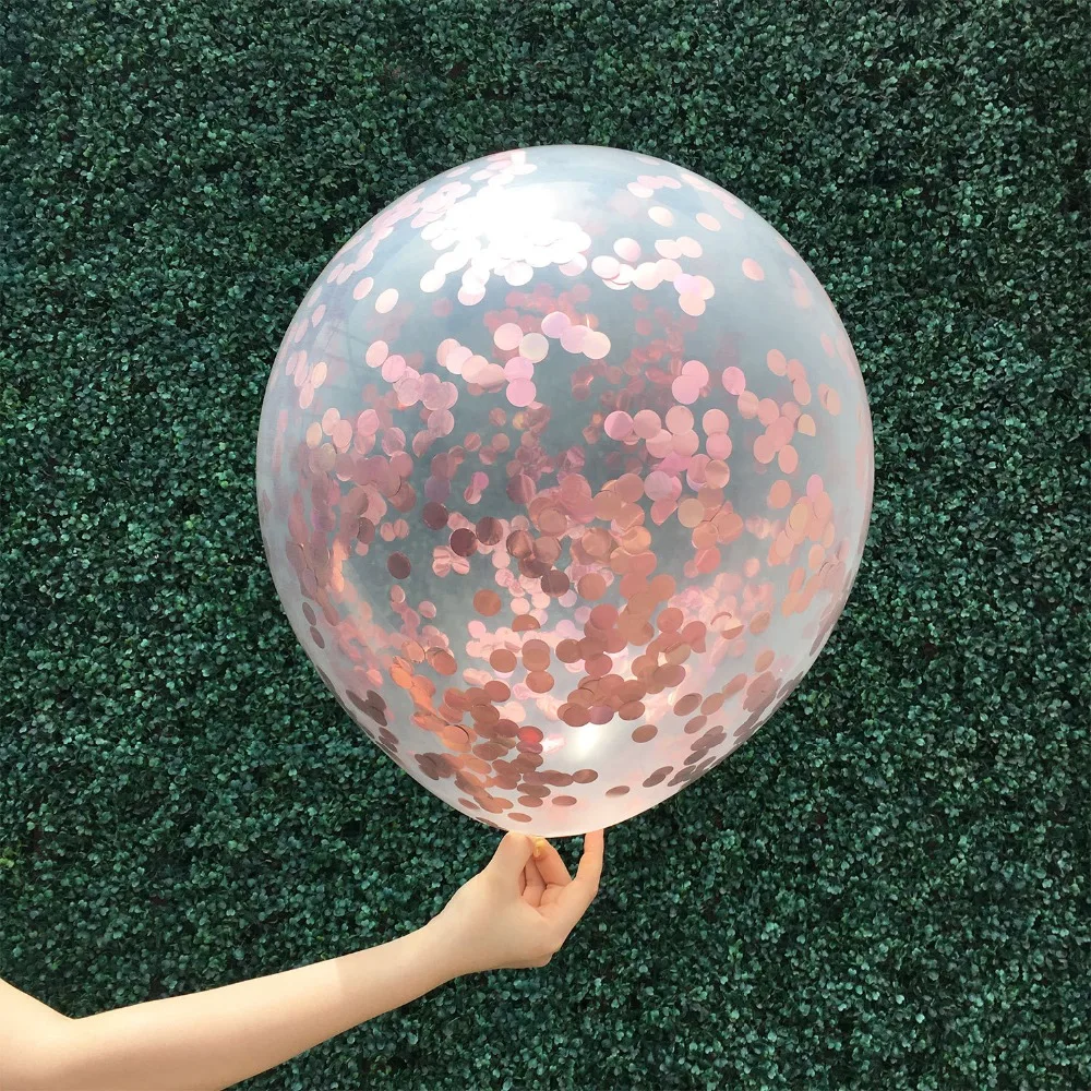 5 шт 12 дюймов розовое золото конфетти шары День рождения шар Baby Shower поставки