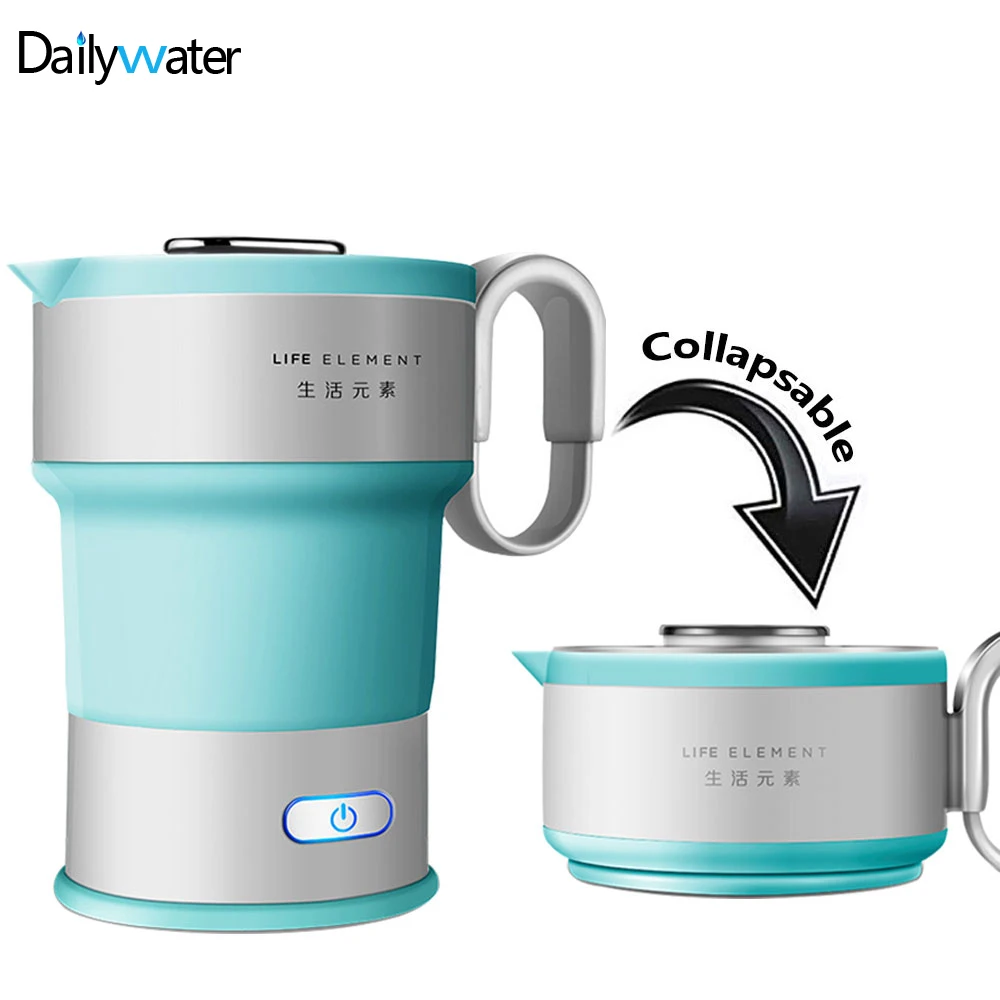 Портативный электрический чайник 220 В складной силиконовый дорожный котел для