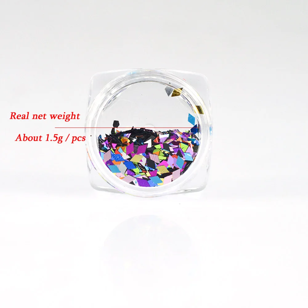 1 г/Бутылка Лазерная Серебряная голографическая блестящая Алмазная форма ромб