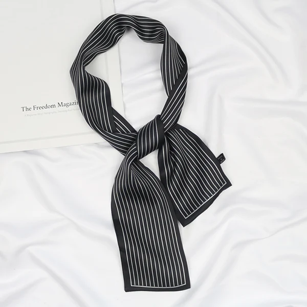 black(stripe type) Женская сумка с принтом зебры, украшение, длинные волосы, шейный галстук, повязка на голову, маленький узкий атласный Шелковый платок с лентой, тонкий шарф - Цвет: black(stripe type)