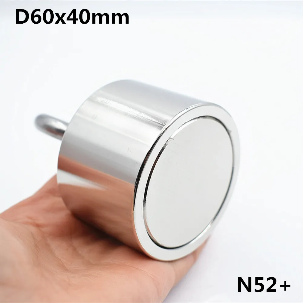 Неодимовый магнит N52 D60x40 супермощный круглый 250 кг редкоземельный Мощный