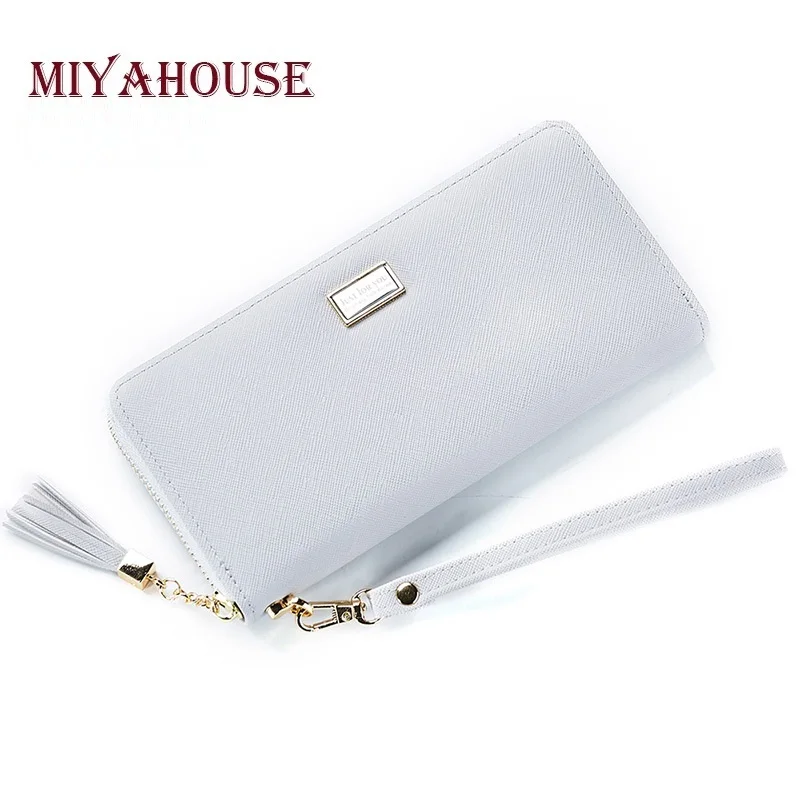 Miyahouse женский длинный клатч, кошельки с кисточками, на молнии, браслеты для женщин, держатели для карт, бумажник для сотового телефона, модные кожаные сумки