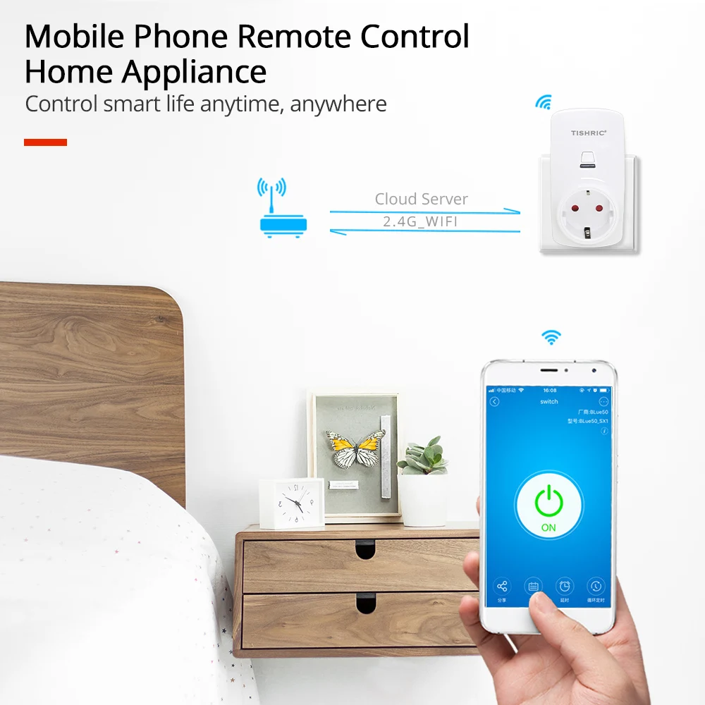 Умная Wi Fi вилка TISHRIC T30 ЕС/AU/FR/Великобритания/США евро адаптер 16A 220 В с пультом