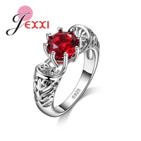 elegant romantic jewelry ring 925 sterling silver round red cz wedding engagement rings for women band jewerly
