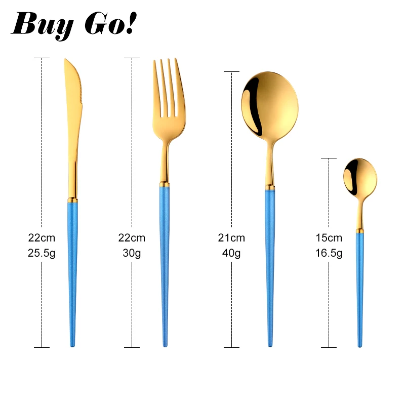 

4PCS Plastics Handle Black Gold Flatware Set 18/10 Stainless Steel Cutlery Set Knife Fork Tableware Set Silverware Drop Shipping