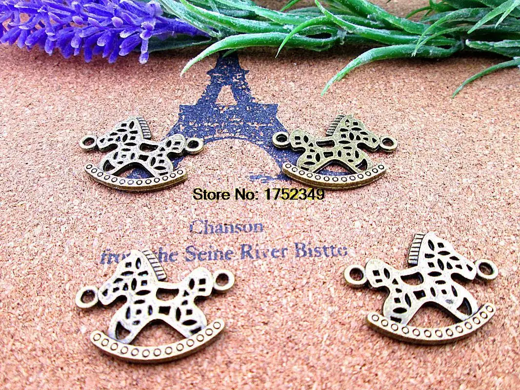 

12pcs 28*22mm Antique bronze mini hollow Rocking horsecharms pendants Jewelry Making Findings