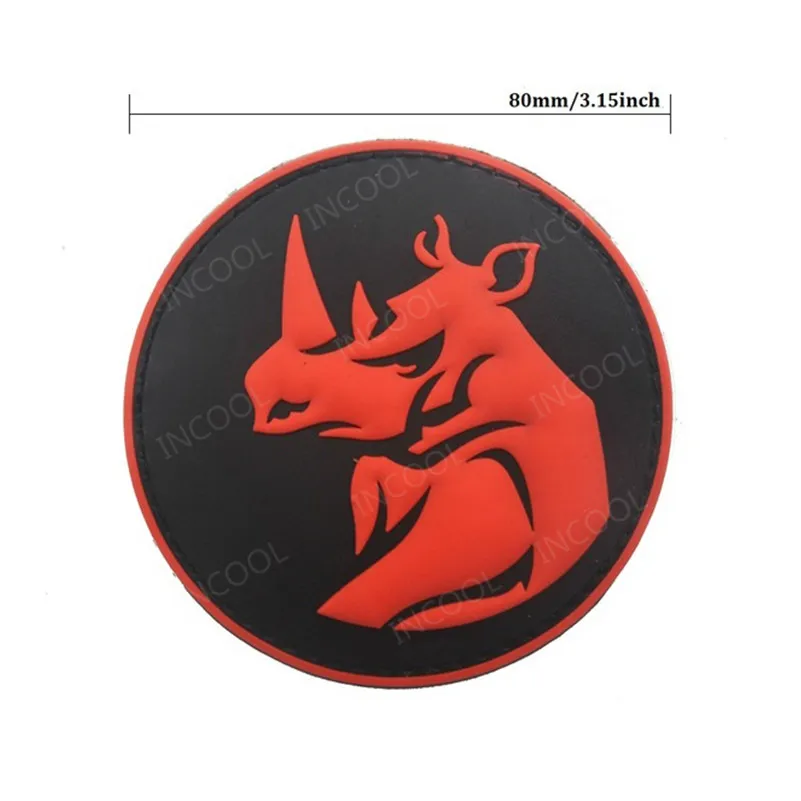 Фото Rhino Head PVC Patch Tactical Military Hook Patch Rhinoceros Rubber Patches Armband Combat Badges For Clothing Backpack №4