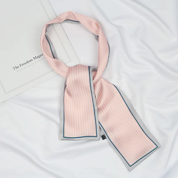 pink(stripe type) Женская однотонная сумка Украшение длинный шейный галстук повязка на голову узкий атласный шейный платок для волос тонкий Шелковый маленький шарф с саржевым подолом - Цвет: pink(stripe type)