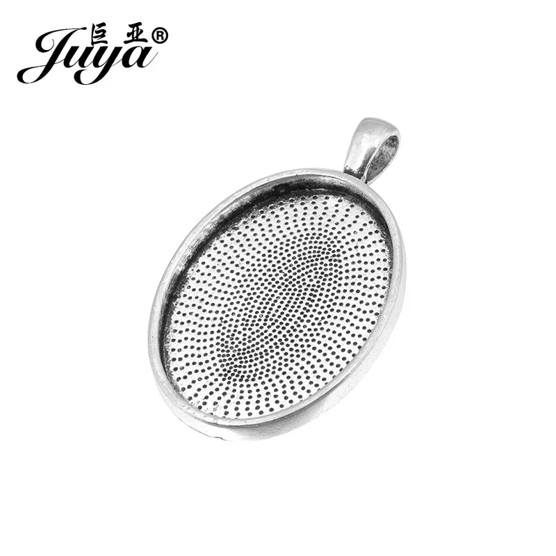JUYA 5 шт. Овальные Настройки Подвески основы для кабошонов ободок лотки 18x25 мм