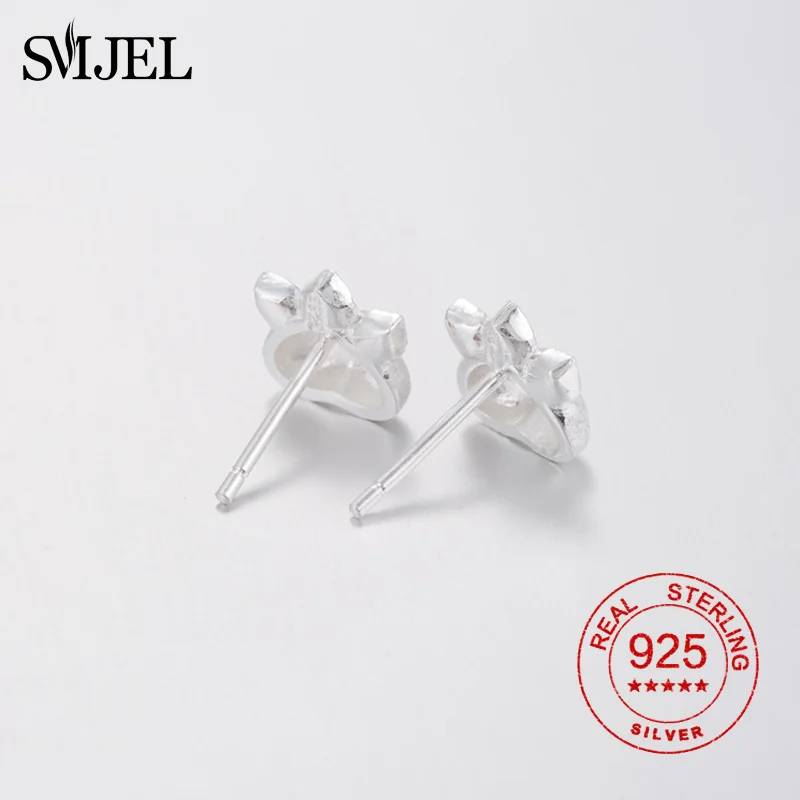Женские серьги гвоздики SMJEL из серебра 925 пробы с эмалью в виде кошачьей лапы