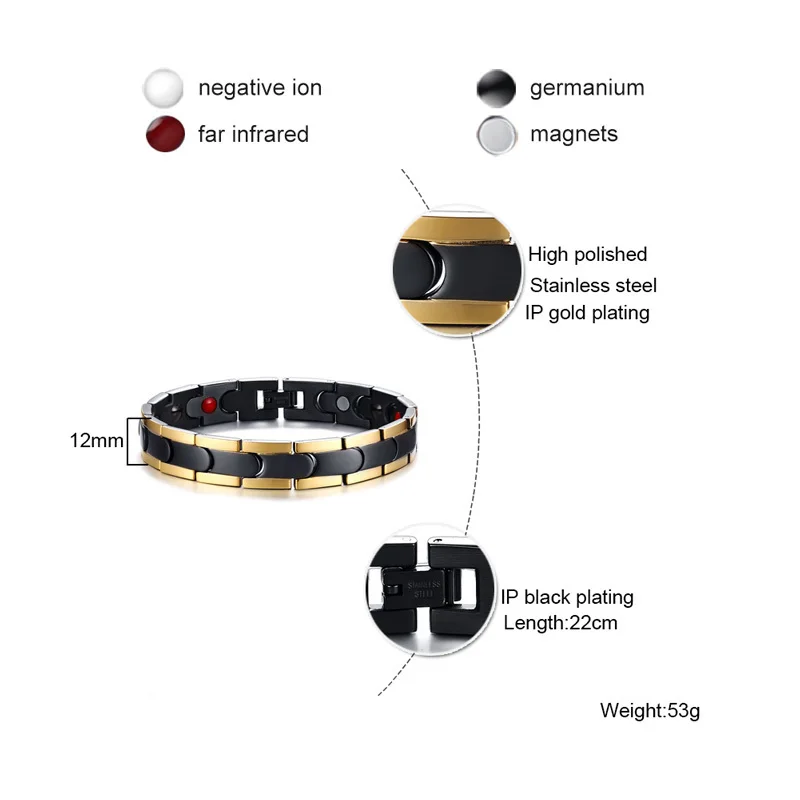 Vnox Повседневный медицинский бид элемент терапия магнитный браслет для мужчин из