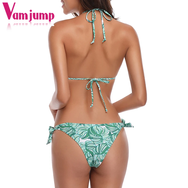 VamJump 2018 Холтер вязать печати купальники женские летние две части бикини Крючком