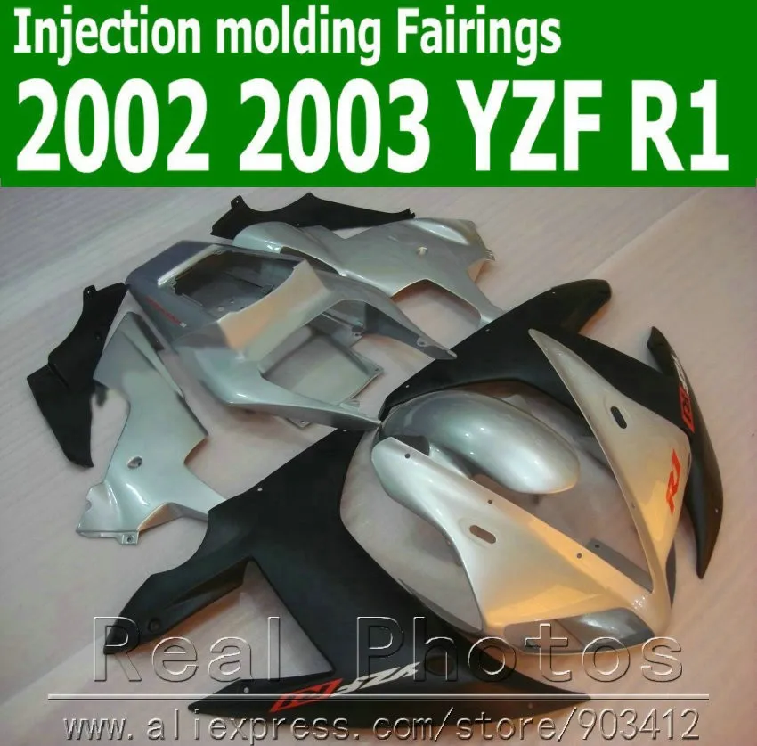 100% литья под давлением мотоцикл части для YAMAHA обтекатель комплект 2002 2003 белые