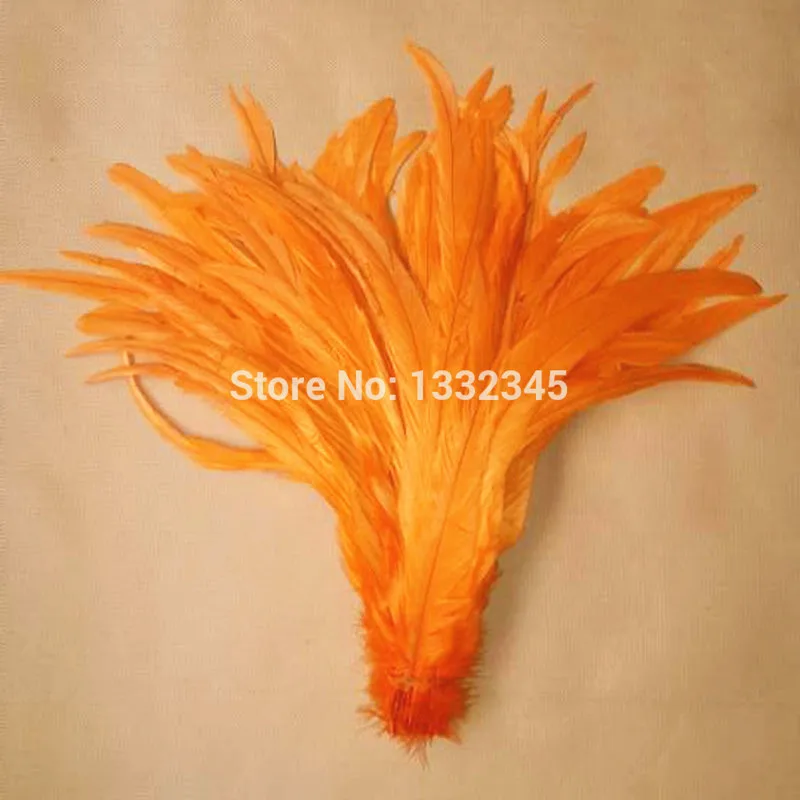 

area wholesale 50pcs / orange rooster feathers dyed 14-16 inches / 35-40cm