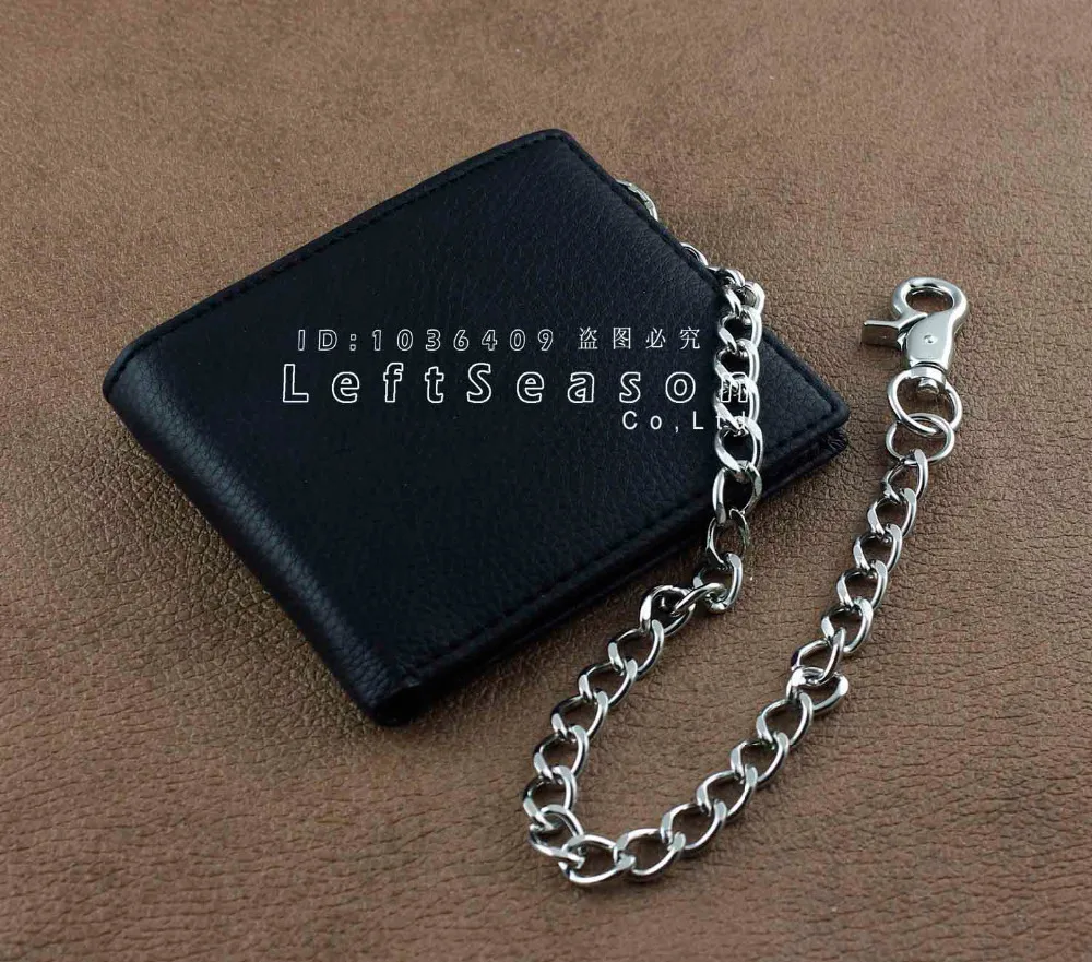 Мужской простой кожаный кошелек с цепочкой для мальчиков Байкерский подарок эмо
