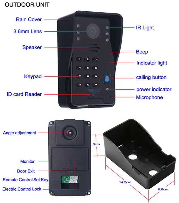 Saful 7&quotLCD Video Door Phone Night Vision video intercom Camera with RFID Keyfobs Password Keypad Access Control code unlock |