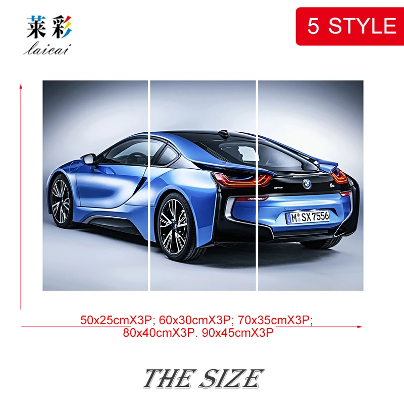 [No Framed]3 Panel Sports Car Picture POP Wall Art Canvas Printing new york Street Modular Decoration For Living Room Home Decor | Дом и сад