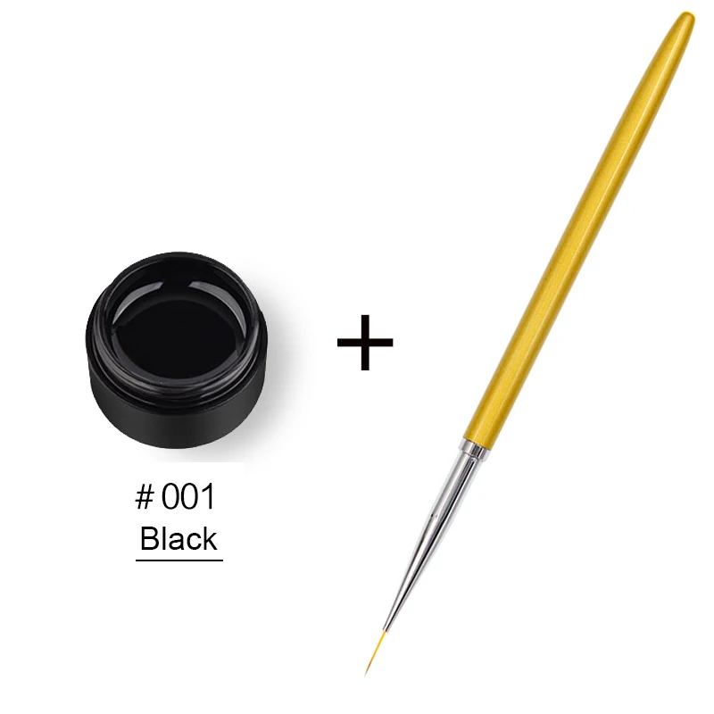 black (with brush) Гель-лак для ногтей, 8 мл, черный, золотой, серебряный, креативный рисунок проволоки, рисунок паука, Гель-лак для рисования, лак для ногтей - Цвет: black (with brush)