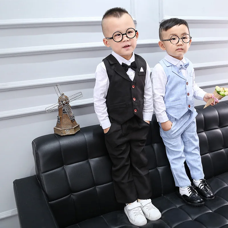 Брендовое платье с цветочным узором для мальчиков летний строгий костюм малышей