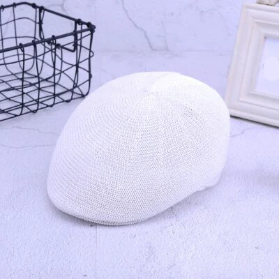 Новая мода лето женский берет шляпа Британский Повседневный кепки Gorras льняные солнцезащитные очки мужской солнцезащитный козырек дышащий соломенный берет кость - Цвет: white