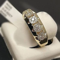 huitan trendy engagement ring band for women office lady stylish with cubic zircon luxury wedding ring band wholesale lotsbulk