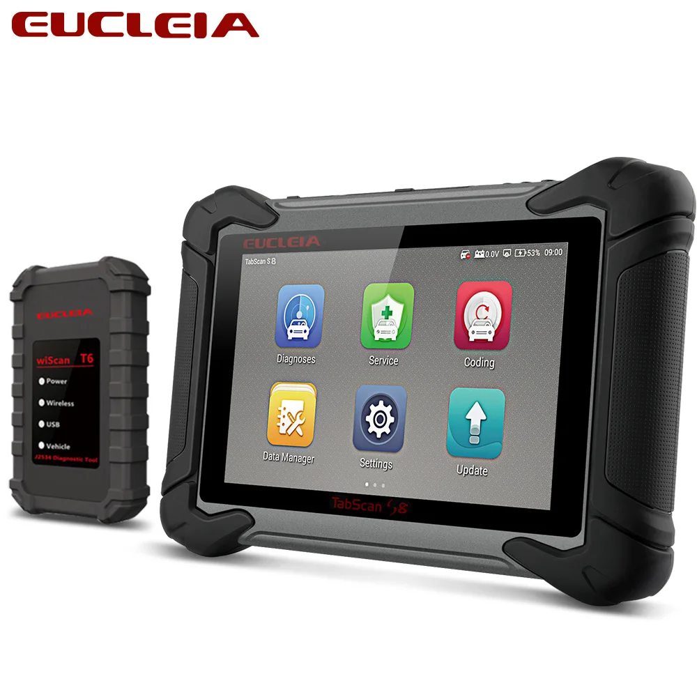 EUCLEIA TabScan S8 OBD2 автомобильный сканер IMMO DPF EPB сброс батареи полная система