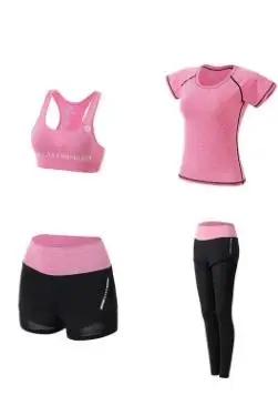 4pcs pink Женские комплекты для йоги 5 шт. набор тренировочных спортивных комплектов женская одежда для тренировок для женщин Спортивная одежда для спортзала тренировочная одежда S-3XL - Цвет: 4pcs pink