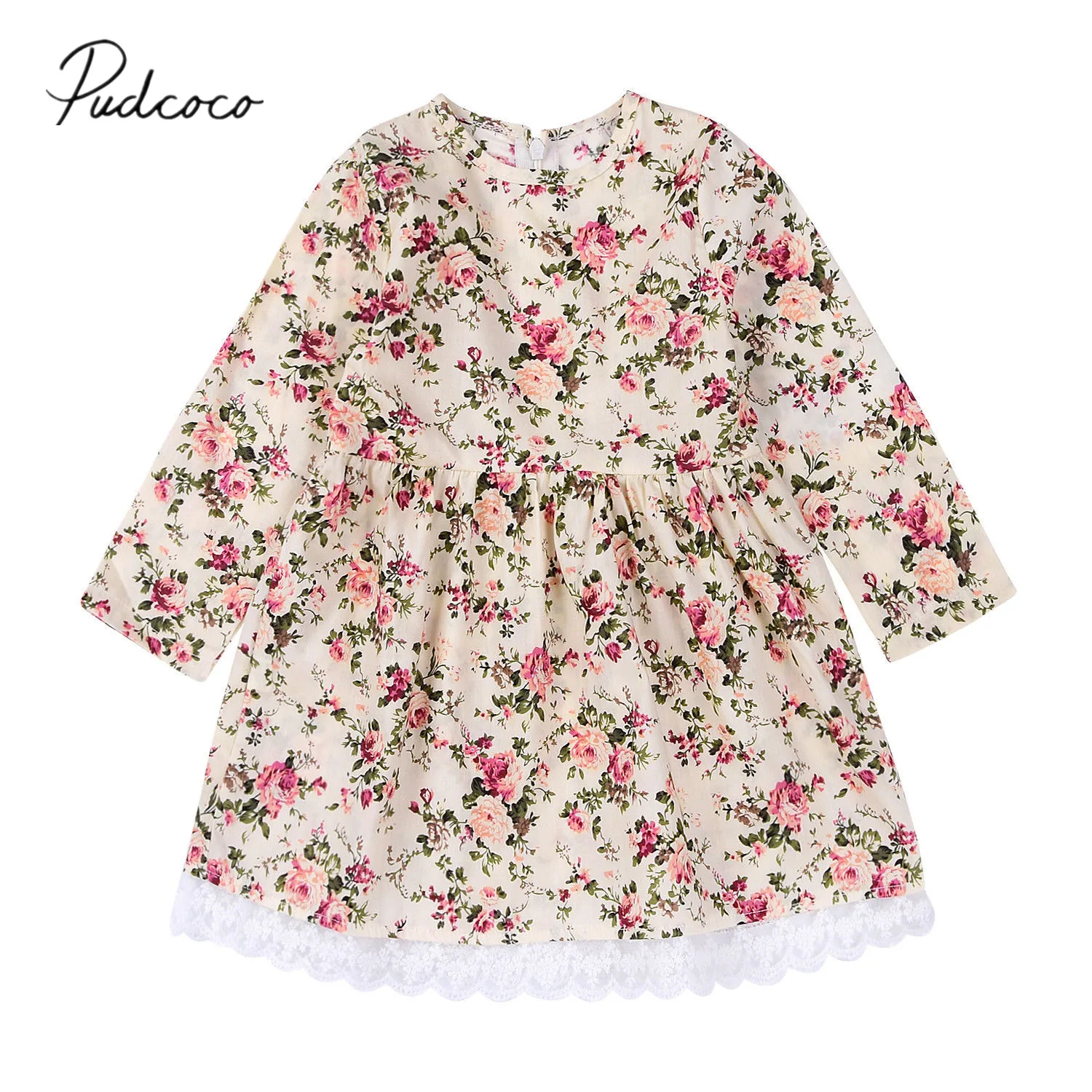 2018 Brand New Toddler Kids Baby Girls Autumn Winter Princess Lace Dress Long Sleeve Flower Back Zipper Knee-Length 1-6Y | Детская