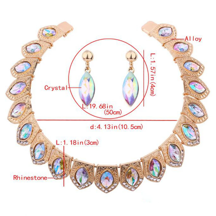 ДиЛиКа модные наборы ювелирных изделий для женщин - кристальное ожерелье-горловина и серьги с подвесками, женский костюмный комплект.