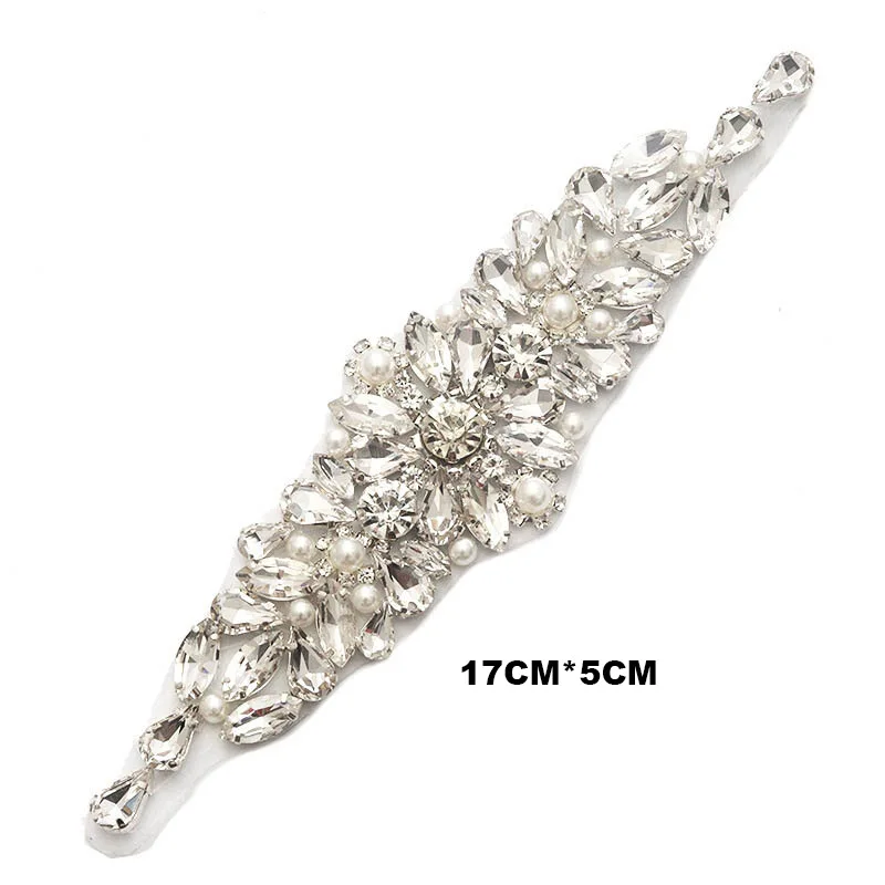 H Silver Серебро/розовое золото Свадебная аппликация из страз кусок кристалл бисером аксессуары для свадебного платья свадебный пояс головной убор сумки - Цвет: H Silver