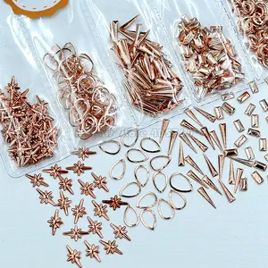 1 Упак. Металлический гвоздик из розового золота треугольник V-Стрела Луна Звезда металл стразы для дизайна ногтей самодельные Украшения салонный наконечник 6 #