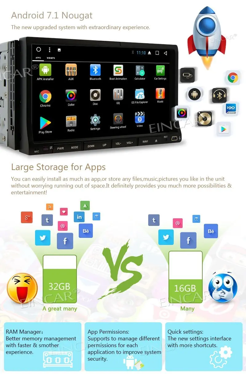 Android 7 1 Восьмиядерный автомобильный Радио Авто Видео 2 Din в тире стерео gps